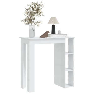 vidaXL Τραπέζι Κονσόλα με Ράφι Γυαλ. Λευκό 102x50x103,5cm Επεξ. Ξύλο 1 τεμ.