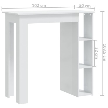 vidaXL Τραπέζι Κονσόλα με Ράφι Γυαλ. Λευκό 102x50x103,5cm Επεξ. Ξύλο 1 τεμ.