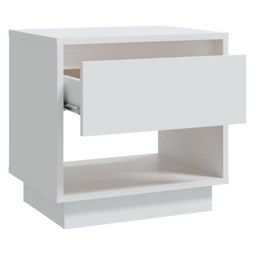 vidaXL Κομοδίνο Λευκό 45x34x44cm από Μοριοσανίδα 1 τεμ.