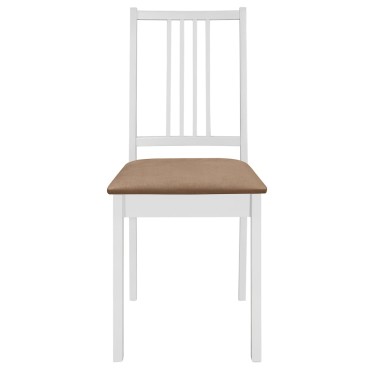 vidaXL Καρέκλες Τραπεζαρίας με Μαξιλάρια 6 τεμ. Λευκές από Μασίφ Ξύλο 40x49x88,5cm