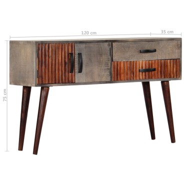 vidaXL Τραπέζι Κονσόλα Γκρι 120x35x75cm Μασίφ Ακατέργαστο Ξύλο Μάνγκο 1 τεμ.