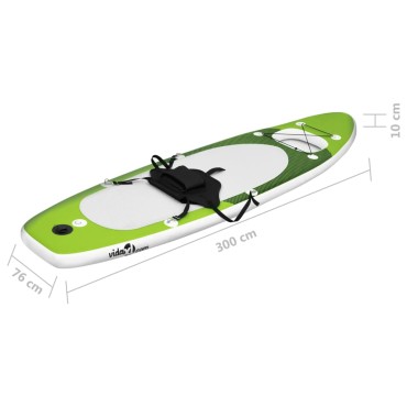 vidaXL Σανίδα SUP Φουσκωτή Σετ Πράσινη 300 x 76 x 10 εκ.