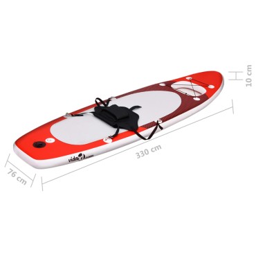 vidaXL Σανίδα SUP Φουσκωτή Σετ Κόκκινη 330 x 76 x 10 εκ.