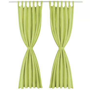 vidaXL Κουρτίνες με Θηλιές 2 τεμ. Πράσινες 140x175cm από Microsatin