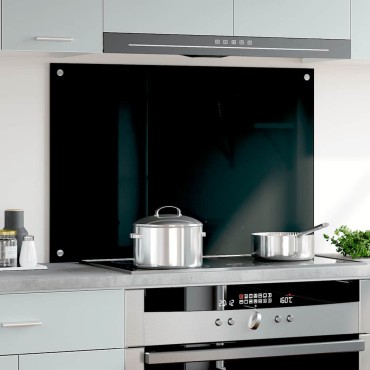 vidaXL Πλάτη Κουζίνας Μαύρη 90 x 60 εκ. από Ψημένο Γυαλί