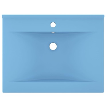 vidaXL Νιπτήρας με Οπή Βρύσης Γαλάζιο Ματ 60 x 46 εκ. Κεραμικός