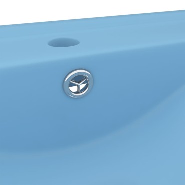 vidaXL Νιπτήρας με Οπή Βρύσης Γαλάζιο Ματ 60 x 46 εκ. Κεραμικός
