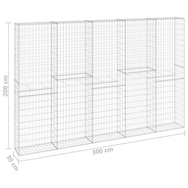 vidaXL Συρματοκιβώτιο Τοίχος 300x30x200cm Γαλβαν.Χάλυβας + Καλύμματα