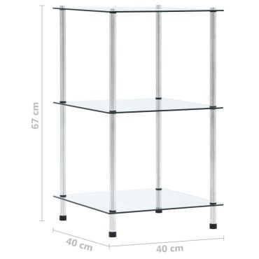 vidaXL Ράφι Διαφανές 3 Επιπέδων 40x40x67cm από Ψημένο Γυαλί 1 τεμ.