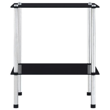 vidaXL Ραφιέρα 2 Επιπέδων Μαύρη 40x40x47cm από Ψημένο Γυαλί 1 τεμ.