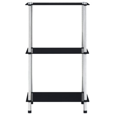 vidaXL Ράφι Διαφανές 3 Επιπέδων Μαύρο 40x40x67cm από Ψημένο Γυαλί 1 τεμ.