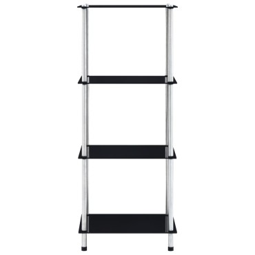 vidaXL Τραπεζάκι Σαλονιού 4 Επιπέδων Μαύρο 40x40x100cm Ψημ. Γυαλί 1 τεμ.