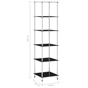 vidaXL Τραπεζάκι Σαλονιού 6 Επιπ. Μαύρο 40x40x160cm Ψημένο Γυαλί 1 τεμ.