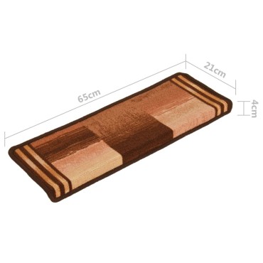 vidaXL Πατάκια Σκάλας Αυτοκόλλητα 15 τεμ. Καφέ 65x21x4 εκ.