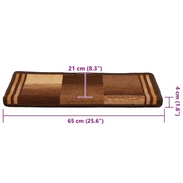 vidaXL Πατάκια Σκάλας Αυτοκόλλητα 15 τεμ. Καφέ 65x21x4 εκ.