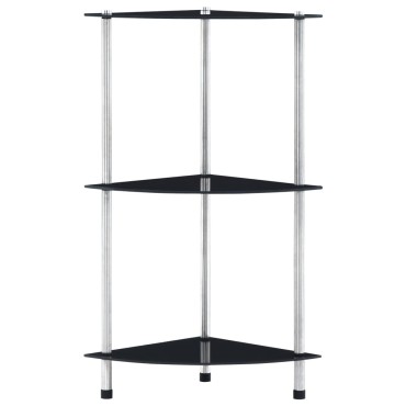 vidaXL Ράφι Διαφανές 3 Επιπέδων Μαύρο 30x30x67cm από Ψημένο Γυαλί 1 τεμ.