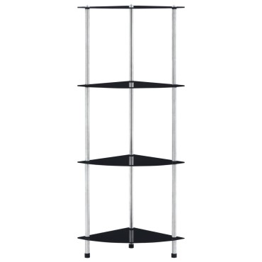 vidaXL Τραπεζάκι Σαλονιού 4 Επιπέδων Μαύρο 30x30x100cm Ψημ. Γυαλί 1 τεμ.