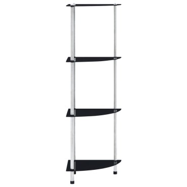 vidaXL Τραπεζάκι Σαλονιού 4 Επιπέδων Μαύρο 30x30x100cm Ψημ. Γυαλί 1 τεμ.