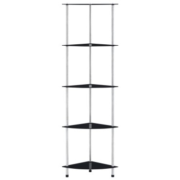 vidaXL Ράφι Διαφανές 5 Επιπέδων Μαύρο 30x30x130cm Ψημένο Γυαλί 1 τεμ.