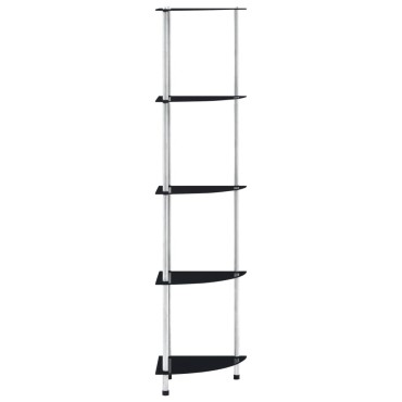 vidaXL Ράφι Διαφανές 5 Επιπέδων Μαύρο 30x30x130cm Ψημένο Γυαλί 1 τεμ.
