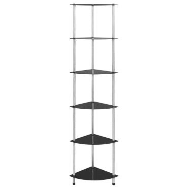 vidaXL Ραφιέρα 6 Επιπέδων Μαύρη 30x30x160cm από Ψημένο Γυαλί 1 τεμ.