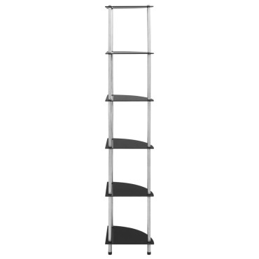 vidaXL Ραφιέρα 6 Επιπέδων Μαύρη 30x30x160cm από Ψημένο Γυαλί 1 τεμ.