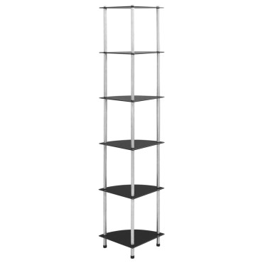 vidaXL Ραφιέρα 6 Επιπέδων Μαύρη 30x30x160cm από Ψημένο Γυαλί 1 τεμ.