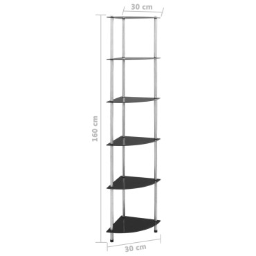 vidaXL Ραφιέρα 6 Επιπέδων Μαύρη 30x30x160cm από Ψημένο Γυαλί 1 τεμ.