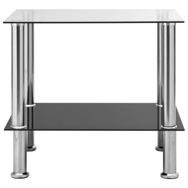 vidaXL Τραπέζι Βοηθητικό Διαφανές 45x50x45cm από Ψημένο Γυαλί 1 τεμ.