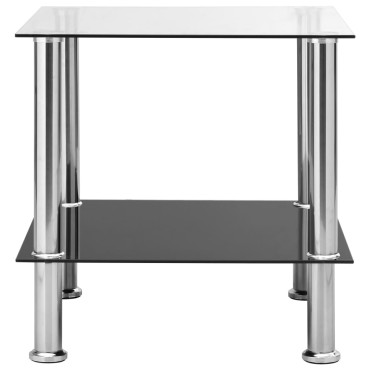 vidaXL Τραπέζι Βοηθητικό Διαφανές 45x50x45cm από Ψημένο Γυαλί 1 τεμ.