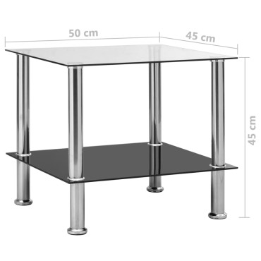 vidaXL Τραπέζι Βοηθητικό Διαφανές 45x50x45cm από Ψημένο Γυαλί 1 τεμ.