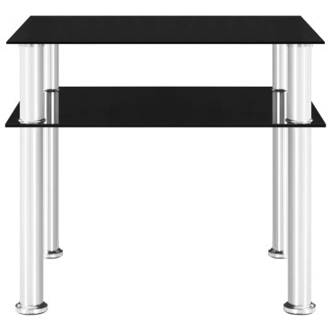 vidaXL Τραπέζι Βοηθητικό Μαύρο 45x50x45cm από Ψημένο Γυαλί 1 τεμ.
