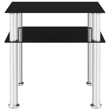 vidaXL Τραπέζι Βοηθητικό Μαύρο 45x50x45cm από Ψημένο Γυαλί 1 τεμ.