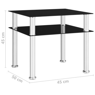 vidaXL Τραπέζι Βοηθητικό Μαύρο 45x50x45cm από Ψημένο Γυαλί 1 τεμ.