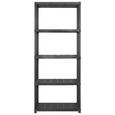 vidaXL Ραφιέρα Αποθήκευσης 5 Επιπέδων Μαύρη 142x38x170 εκ. Πλαστική