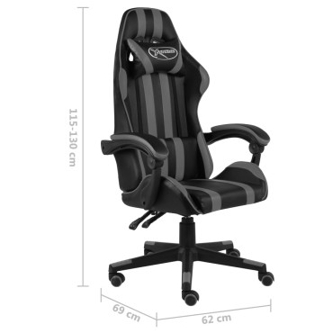 vidaXL Καρέκλα Racing Μαύρο / Γκρι από Συνθετικό Δέρμα 35x41cm 1 τεμ.