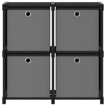 vidaXL Ραφιέρα με 4 Κύβους & Κουτιά Μαύρη 69x30x72,5cm Υφασμάτινη 1 τεμ.