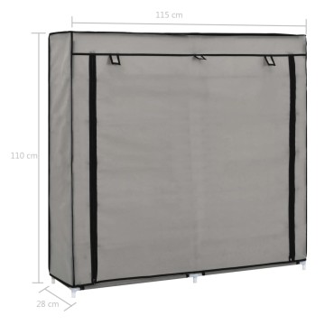 282434 vidaXL Shoe Cabinet with Cover Grey 115x28x110 cm Fabric