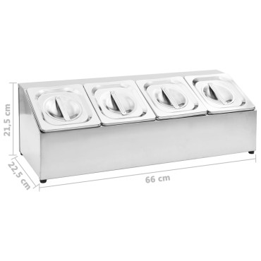 vidaXL Βάση για Λεκάνες Gastronorm με 4 Σκεύη GN 1/6 Ανοξείδωτο Ατσάλι