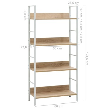 vidaXL Ραφιέρα 4 Επιπέδων Δρυς 60x27,6x124,5cm Επεξεργασμένο Ξύλο 1 τεμ.