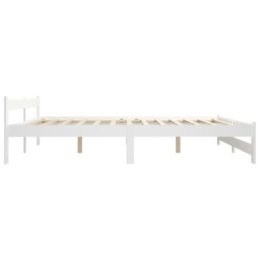vidaXL Πλαίσιο Κρεβατιού Λευκό 200x200cm από Μασίφ Ξύλο Πεύκου 1 τεμ. - Διπλό