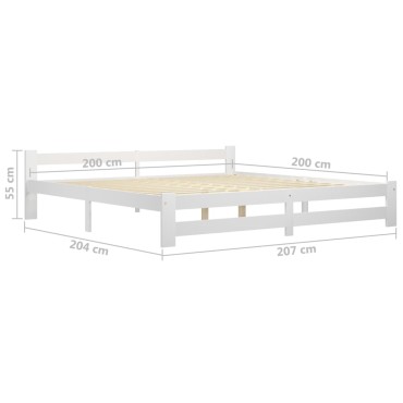 vidaXL Πλαίσιο Κρεβατιού Λευκό 200x200cm από Μασίφ Ξύλο Πεύκου 1 τεμ. - Διπλό