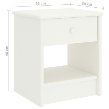 vidaXL Κομοδίνο Λευκό 35x30x40cm Μασίφ Ξύλο Πεύκου 1 τεμ.