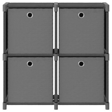 vidaXL Ραφιέρα με 4 Κύβους & Κουτιά Γκρι 69x30x72,5cm Υφασμάτινη 1 τεμ.