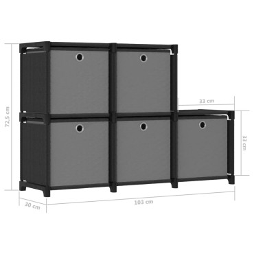 vidaXL Ραφιέρα με 5 Κύβους & Κουτιά Μαύρη 103x30x72,5cm Υφασμάτινη 1 τεμ.