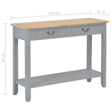 vidaXL Τραπέζι Κονσόλα Γκρι 110x35x80cm Ξύλινο 1 τεμ.