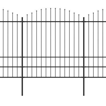 vidaXL Κάγκελα Περίφραξης με Λόγχες Μαύρα (1,75-2)x8,5 μ. Ατσάλινα