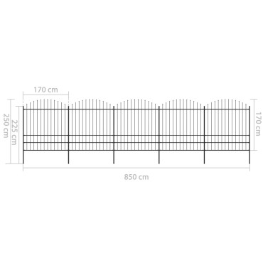 vidaXL Κάγκελα Περίφραξης με Λόγχες Μαύρα (1,75-2)x8,5 μ. Ατσάλινα