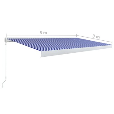 vidaXL Τέντα Κασετίνα Χειροκίνητη Μπλε / Λευκή 500 x 300 εκ.