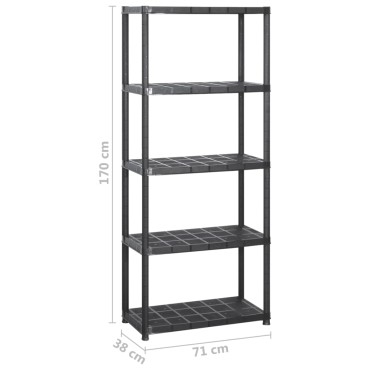 vidaXL Ραφιέρα Αποθήκευσης 5 Επιπέδων Μαύρη 213x38x170 εκ. Πλαστική
